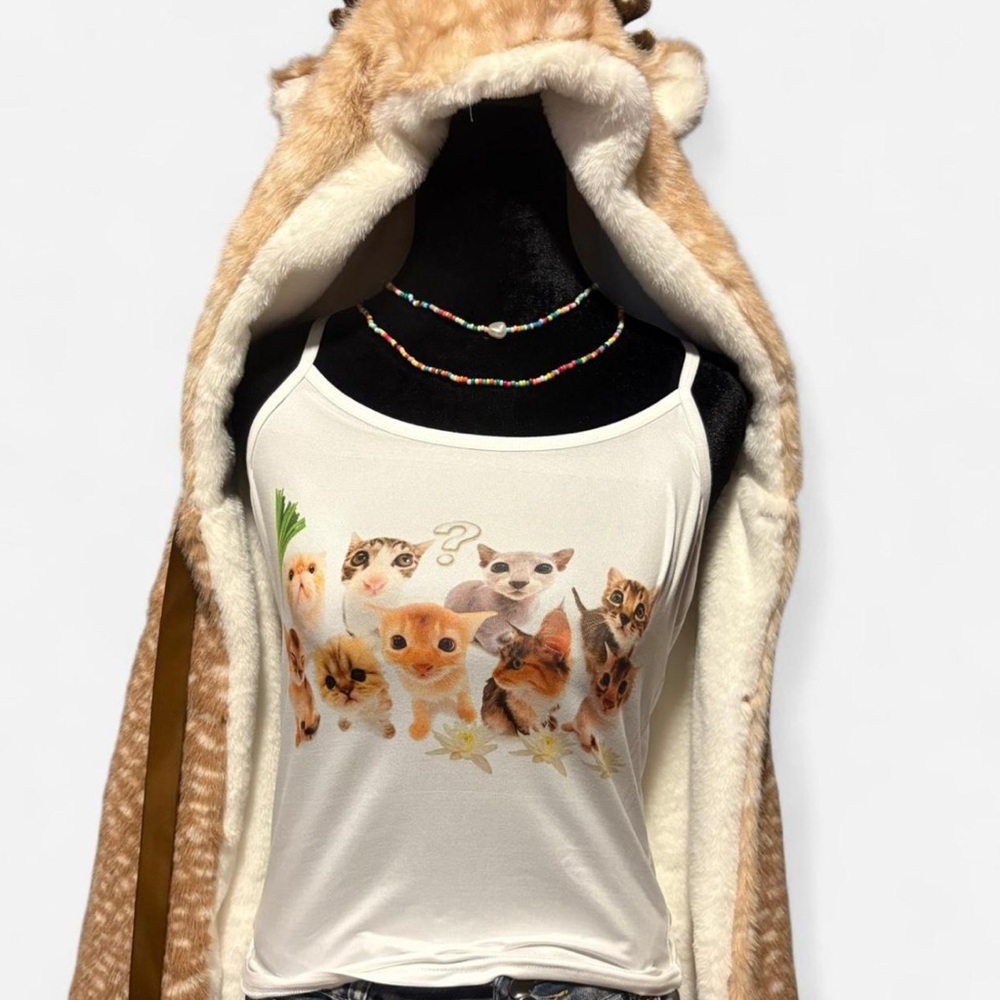 Adorable Cute Cat Print Tank Top